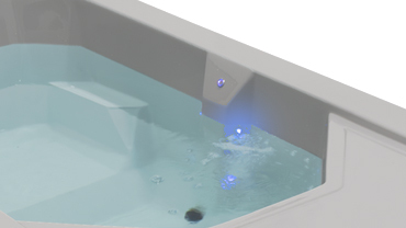 Renegade cold tub filled with water and LED on