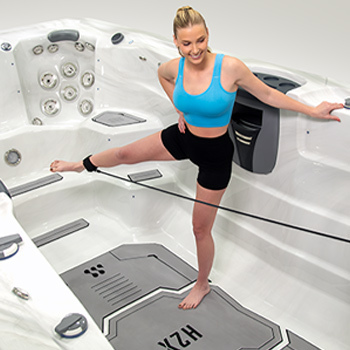 Woman exercising with resistance bands.