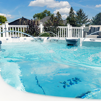 Water features inside of an H2X Swim Spa by MasterSpas.