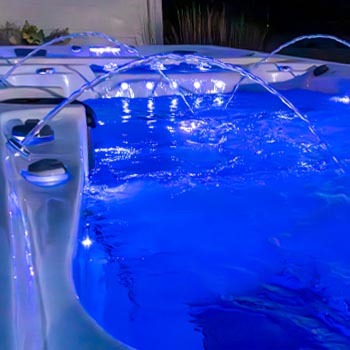 Water features inside of an H2X Swim Spa by MasterSpas.