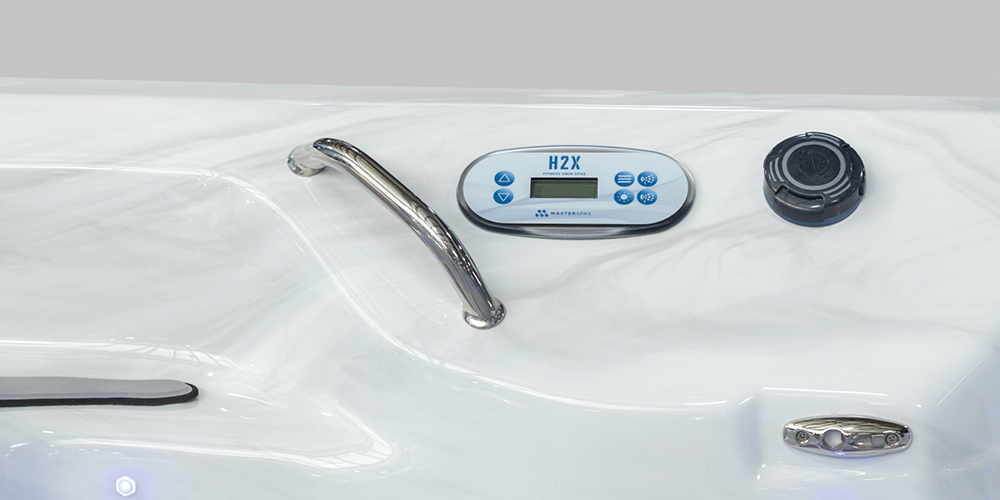 Close up of the control panel on an H2X Swim Spa.