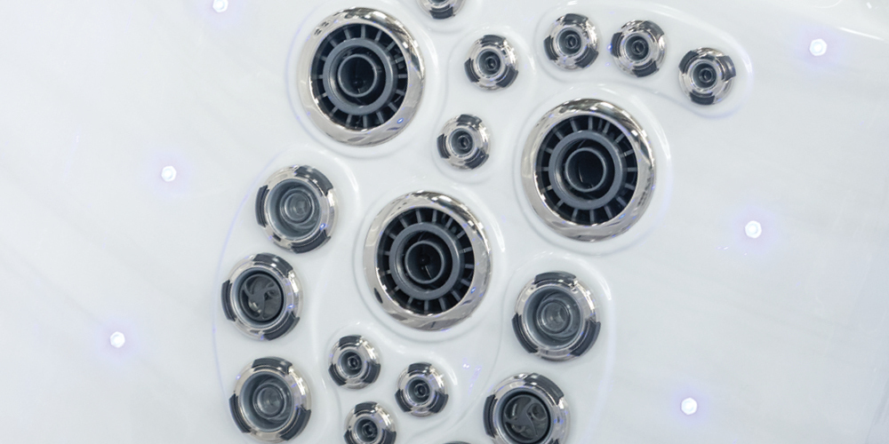 Close up of the water therapy h2x swim spa jets.